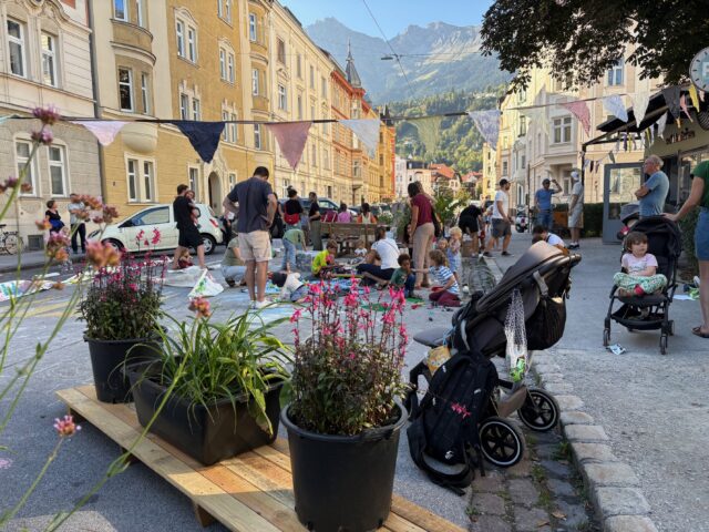 Gesperrte Straße in Wien
