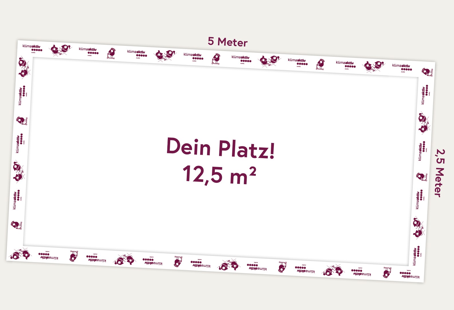 "Dein Parkplatz" steht ihn der Mitte eines Rechtecks, umrahmt mit einem Absperrband (gezeichnet). 12,5m² beträgt die Fläche.